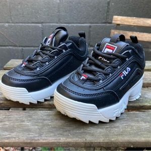 Black White Fila Disruptor Platform Shoe Size 8 C Toddlers